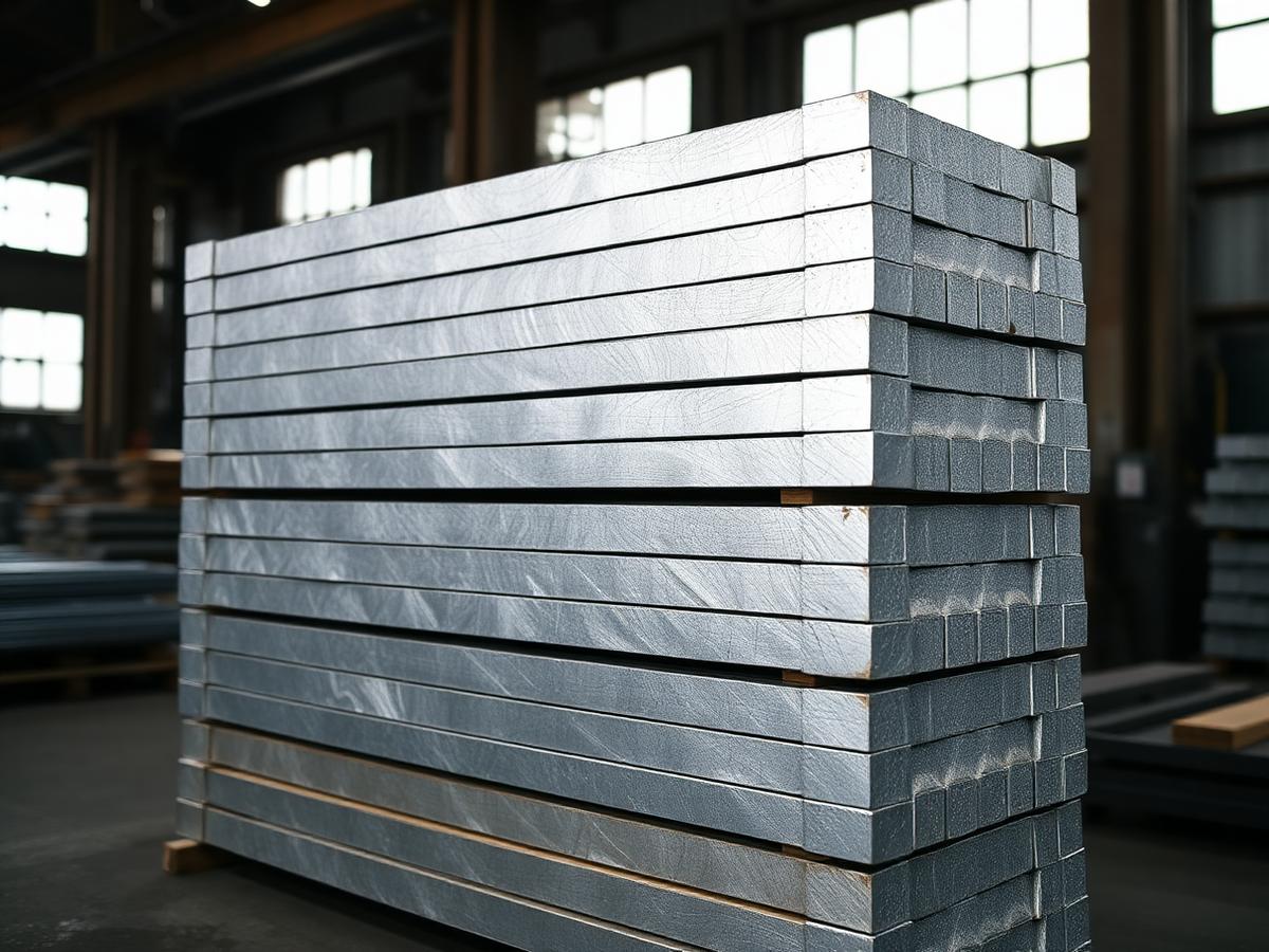 Stacked aluminium ingots in the dispatch bay