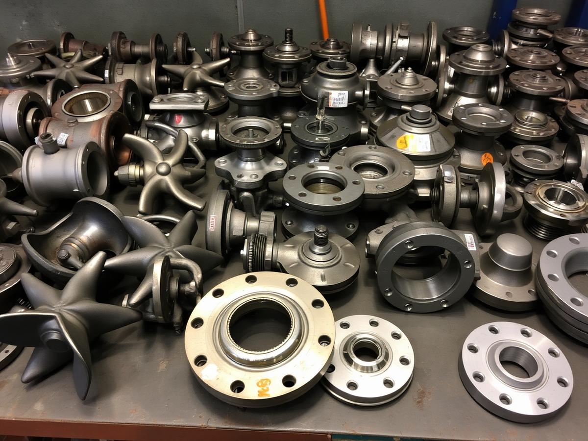 Assorted industrial cast parts and impellers