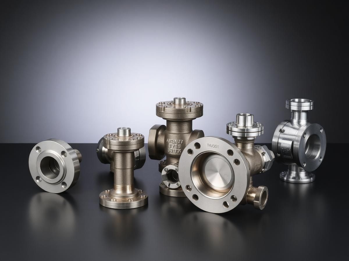 Cast and machined valve bodies with flanged housings